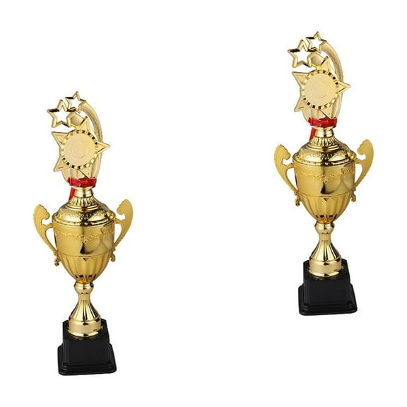 Masteelf 2 pcs Metal Trophy Star Gold Award Trophies Winner Trophy Star Trophy for Students Kids Employee (Golden S)