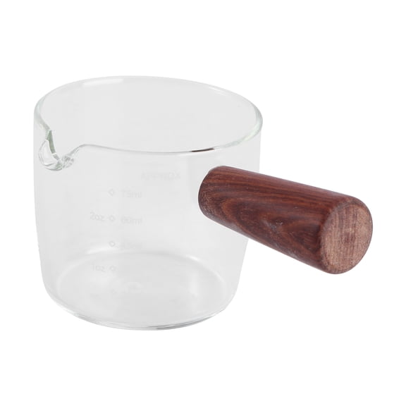 Masteelf 2-Piece Frothing Pitcher Set with Wooden Handle, Small Coffee Creamer Jug for Frothing and Serving