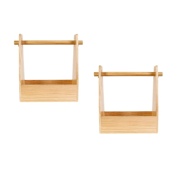 Masteelf 2 pcs  Wooden Storage Box Portable Carrying Box Camping Condiment Organizer