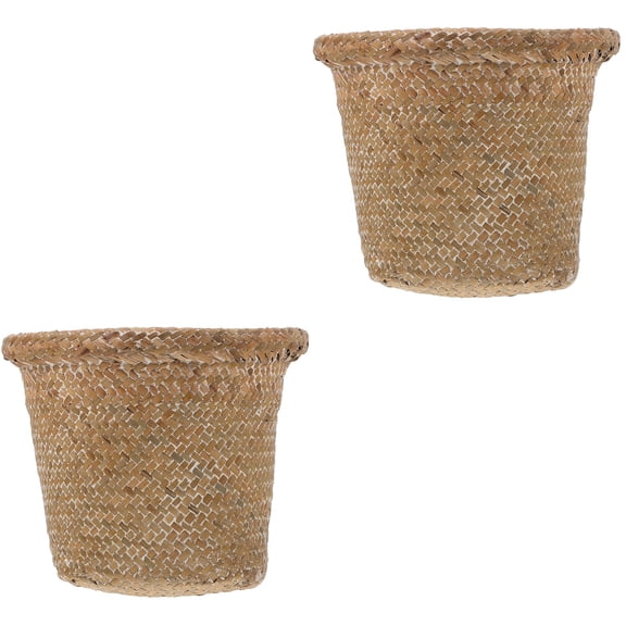 Masteelf 2 pcs Woven Flower Arrangement Basket Wastepaper Container Fruit Holding Basket