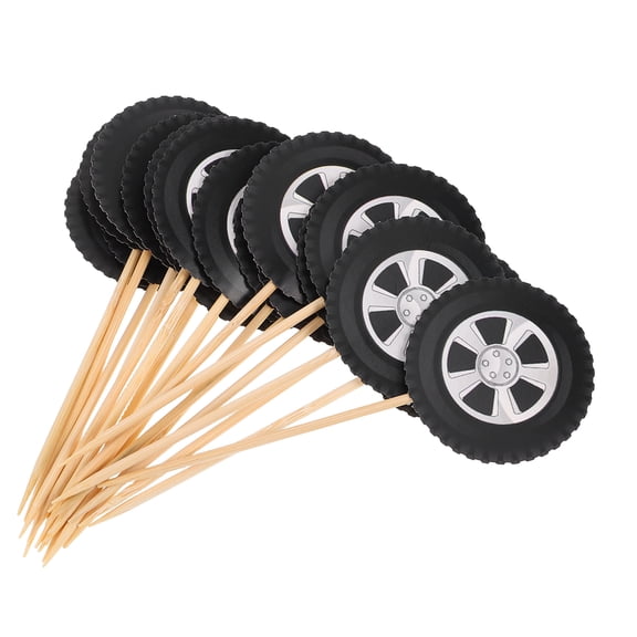 Masteelf 20 Pcs Cake Sticks Wheel Race Car Decorations Cupcake