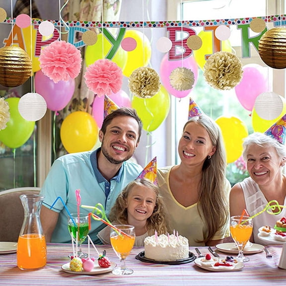 Masteelf 20-Pack Large Hanging Tissue Paper Flower , 20x20 cm Decorative Golden Party Decorations