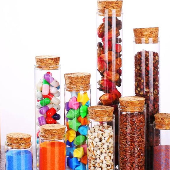 LOLIPPYY 20Pcs Flat Bottom Glass Bottles with Corks for Portable Storage and DIY Craft Projects