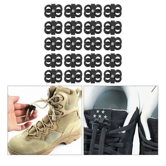 Masteelf  20 Pcs Shoes Lace Buckle Running Shoelace Locks Shoelaces Men and Women Black