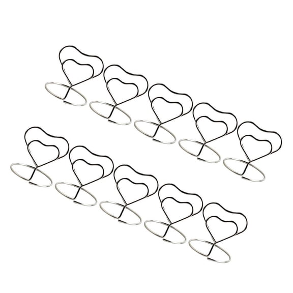 LOLIPPYY 20Pcs Reusable Plated Silver Heart Shaped Memo Holders Paper Clips for Wedding Decor