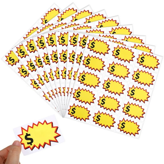 HEATSHAKING Yard Sale Stickers Pricing Stickers Yellow Paper Labeling Supermarket 20 Sheets