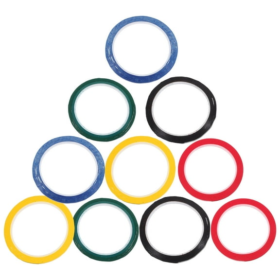 Masteelf 20 pcs 5S Desktop Positioning Tape 3mm x 50M Desktop Whiteboard Scribe Seamless Warning Segment Tape Color Marking Line (Black/Blue/Green/Yellow/Red Each 2pcs)