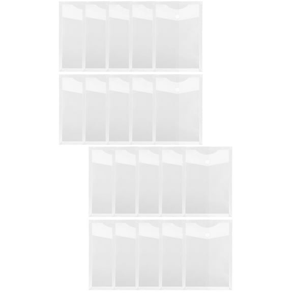 Masteelf 20 pcs Document Folders Snap Button Plastic File Envelopes Reusable File Pockets File Folders