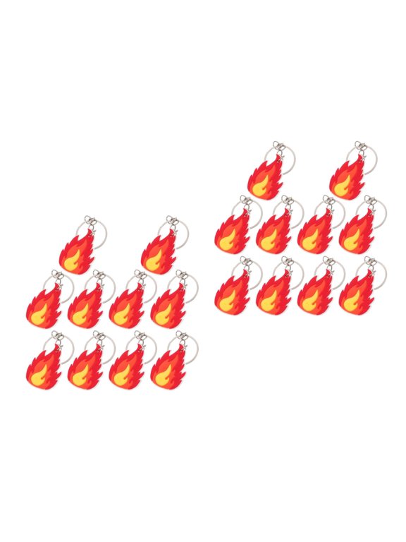20 pcs Flame Fire Keychains Firefighter Keychain Firefighter Support Decor Firefighter Party Centerpiece Firefighter Key Holder Firefighter Decorations