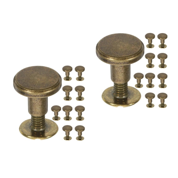Masteelf 20 pcs Small Rivets for Bookbinding Bag Repair Binding Post Screw Sets for Leathercraft Round Screws for DIY Crafting Supplies