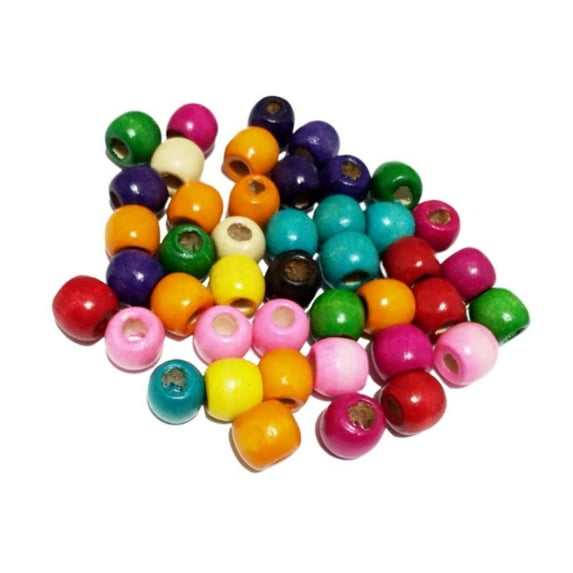 HONITANO Beads For Jewellery Making Wooden Assorted Color 200Pcs 1x1x0.9In