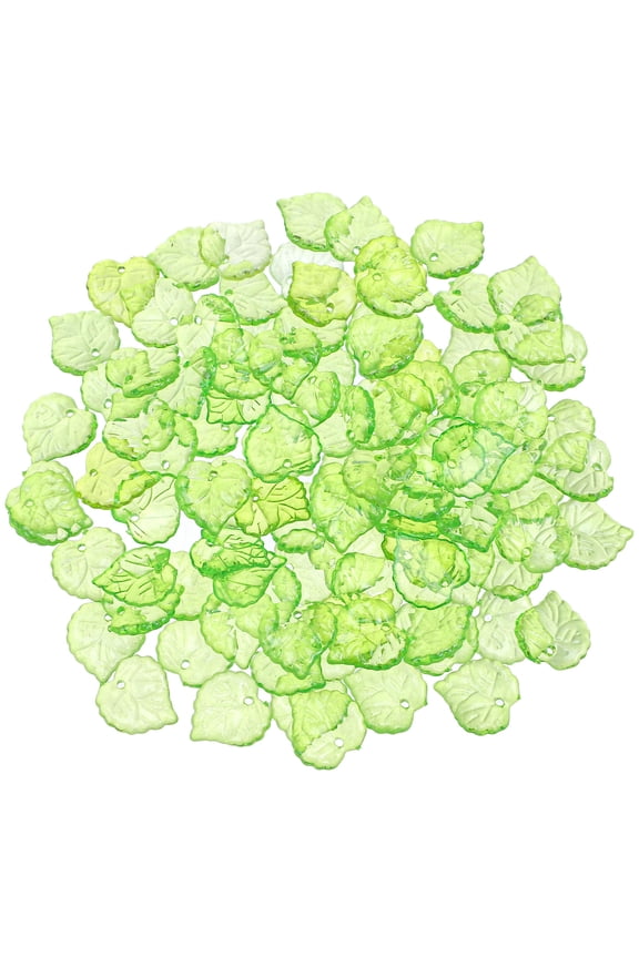 200 Pcs Transparent Leaf Keychain Pendants, Green Decorative Ornaments for Earrings and Crafts