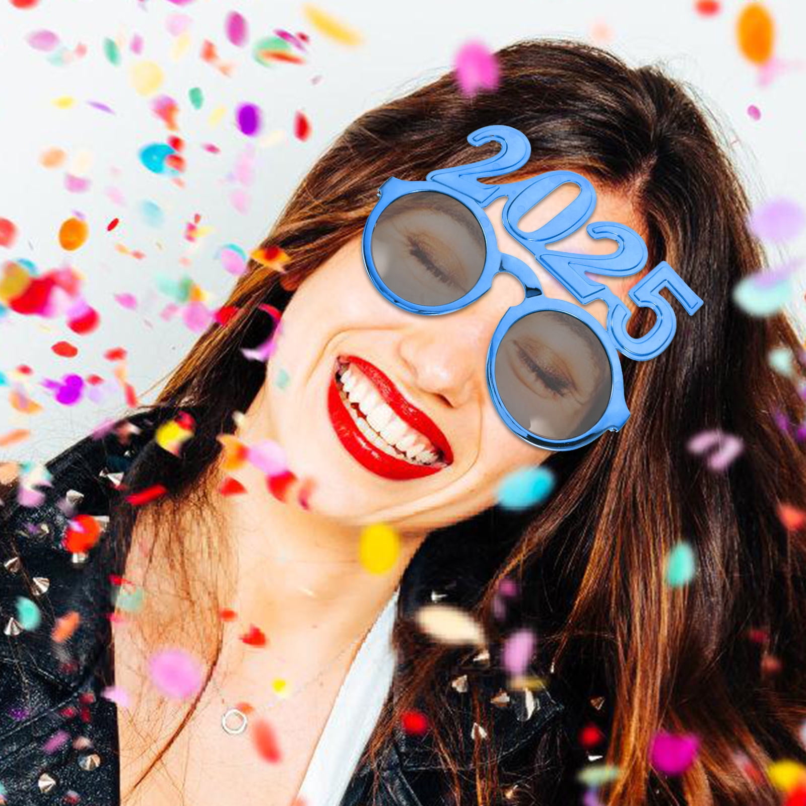 Masteelf 2025 New Year Eve Party Supplies Photo Booth Props Eyeglasses Adult Years Blue
