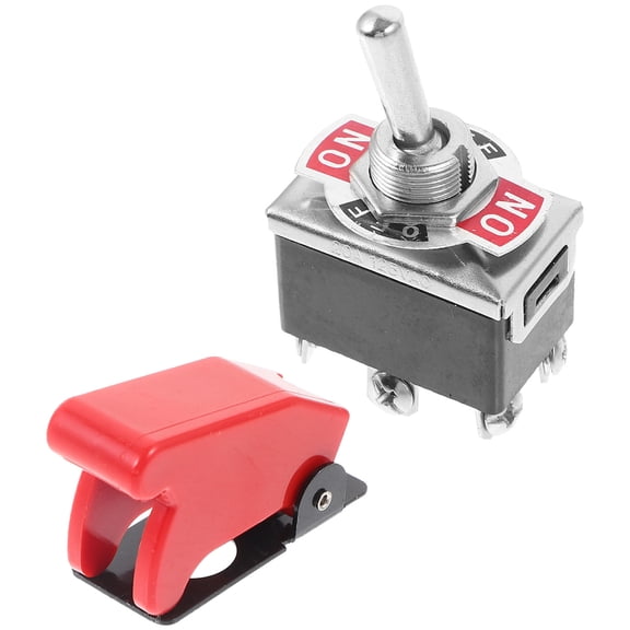 Masteelf 203A Heavy Duty Toggle /OFF/ON Car Dash 12V DPDT with Red Protective Cover A0076