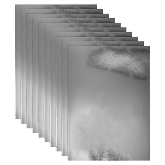 Masteelf 20Pcs Metallic Silver Cardstock Paper Foil Board Sheets Mirror Finish Surface For Crafting Invitations Decor
