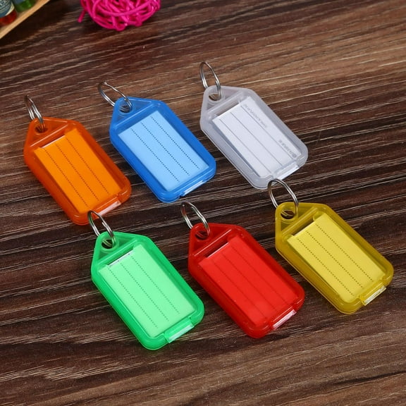 Masteelf 20pcs Metal Ring Colorful Plastic Key Fobs Luggage ID Name Label Tag Keyring Keychain Classification Key Chains (Random Color)