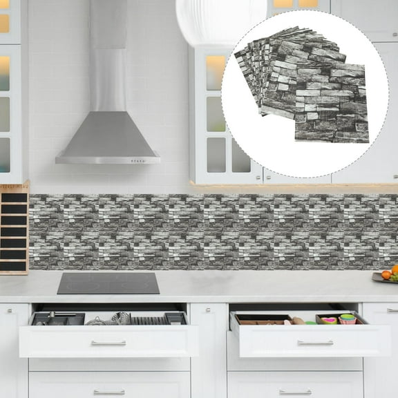 Masteelf 20pcs Tiles Adhesive Tiles Wall Tile Stickers Simulated 3D Rock Slice Stickers for Bathroom Bedroom