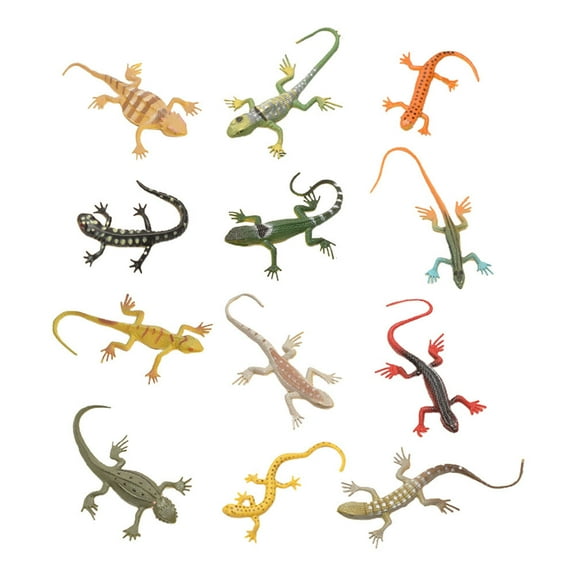 Masteelf 24Pcs Realistic Lizard Toys Reptile Models Colorful Lizards Toys (Random Style)
