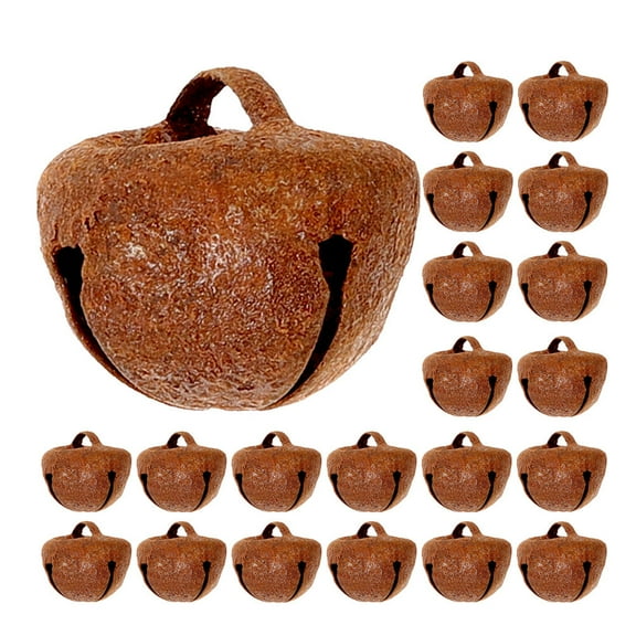 Masteelf 24pcs Christmas Rusty Bells Kit Vintage Country Primitive Craft Mini Jingle Bells Rustic Star Pendants for Crafts Xmas Tree Wreath Decor