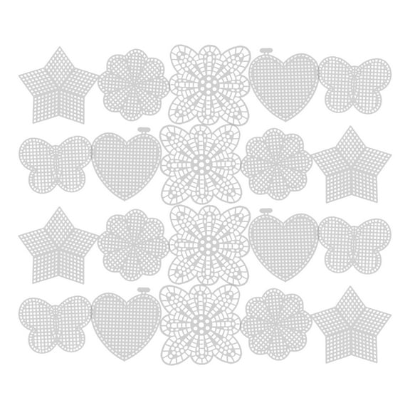 Masteelf  25 Pcs Blank Mesh Plastic Sheet Woven Canvas Embroidered Embroidery White