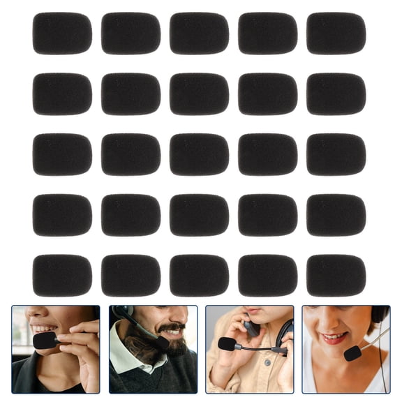 IDEANATEGRATE 25-Pack Black Microphone Windshield Foam Covers Noise Reduction Protectors