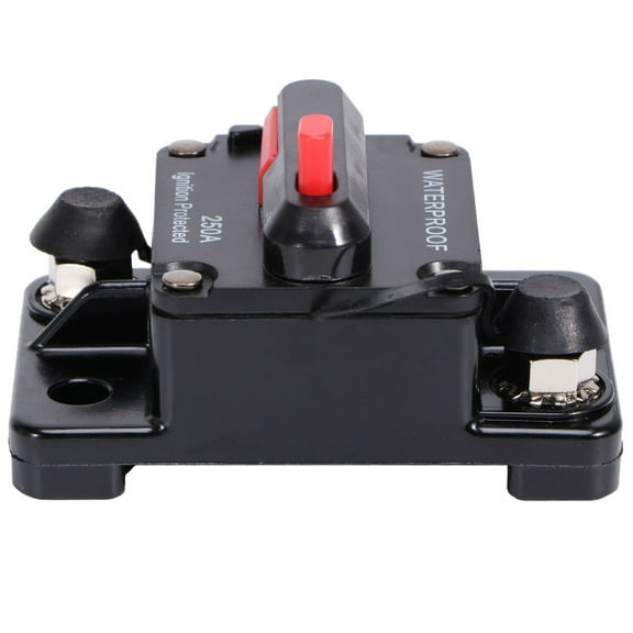 Masteelf 250A Waterproof High Amp Manual Reset Dual Circuit Breaker with (Black)