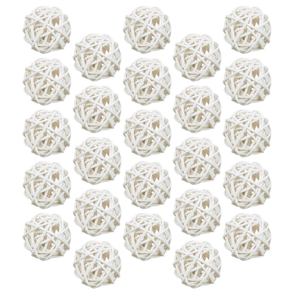 Masteelf 25pcs White Aromatherapy Wicker Rattan Balls for Decor and Craft Projects Wood Material