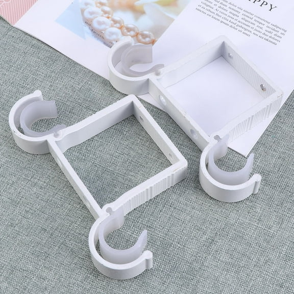 Masteelf 2PCS Curtain Rod Aluminium Alloy Thick Double Hook Mounting Bracket(White)