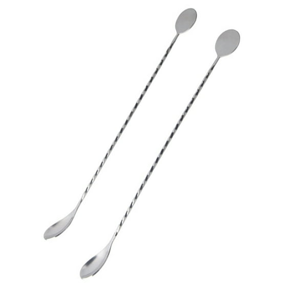 Masteelf 2PCS Stainless Steel Cocktail Threaded Bar Spoon Stick Long Bar Tea Stirring Stick Cocktail Twisted Bartender Tool