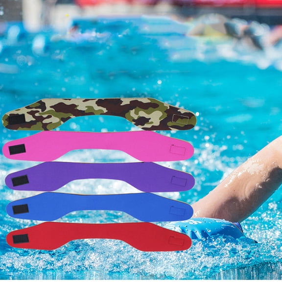 Masteelf 2PCS Swimming Headband Neoprene Adjustable Yoga Diving Ears Protection Hair Band for Kids Adult (Purple L+ Blue L)