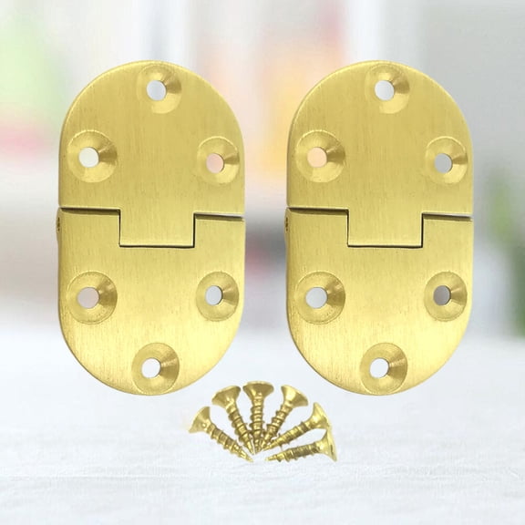 Masteelf 2.0mm Copper Brass Waist Hinge with Spring and Gold Screws, 90 Degree Folding for Loose-leaf Doors