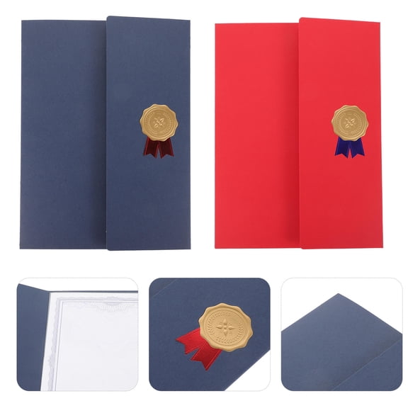 Masteelf 2Pcs Certificate Holders Certificate Cover Certificate Three-fold Protective Cover