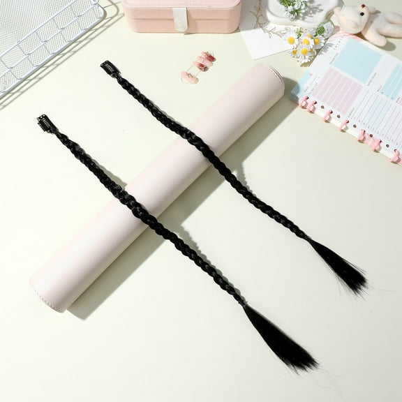 Masteelf 2Pcs Clip in Braid Hair Extensions Front Side Bang Long Braided Pieces