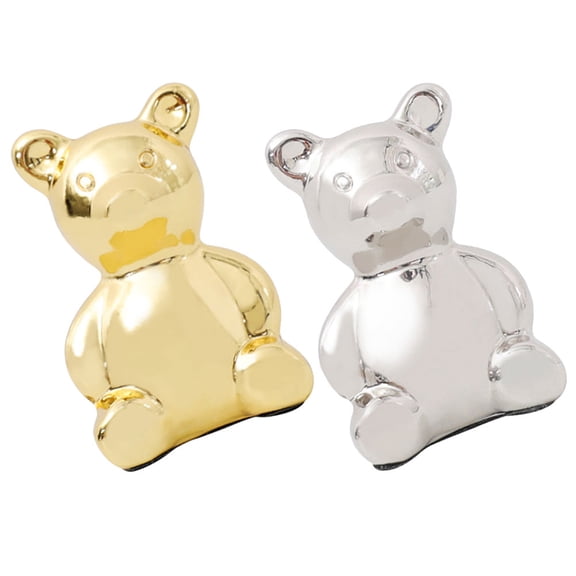 Masteelf 2Pcs Mini Alloy Bear Statue Decorative Miniature Bear Figurine Party Supplies Favors