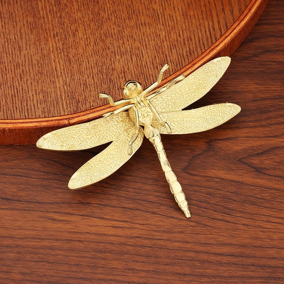 Masteelf 2Pcs Realistic Copper Dragonfly Figurine Metal Animal Sculpture Decoration Vintage Copper Dragonfly Ornament For Office Desk Unique Copper Crafts Decoration