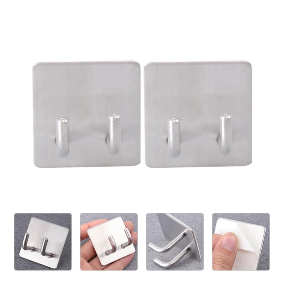 CTIRCHIU 2Pcs Stainless Steel Wall Mount Hooks Adhesive No Drill Rust Resistant for Home