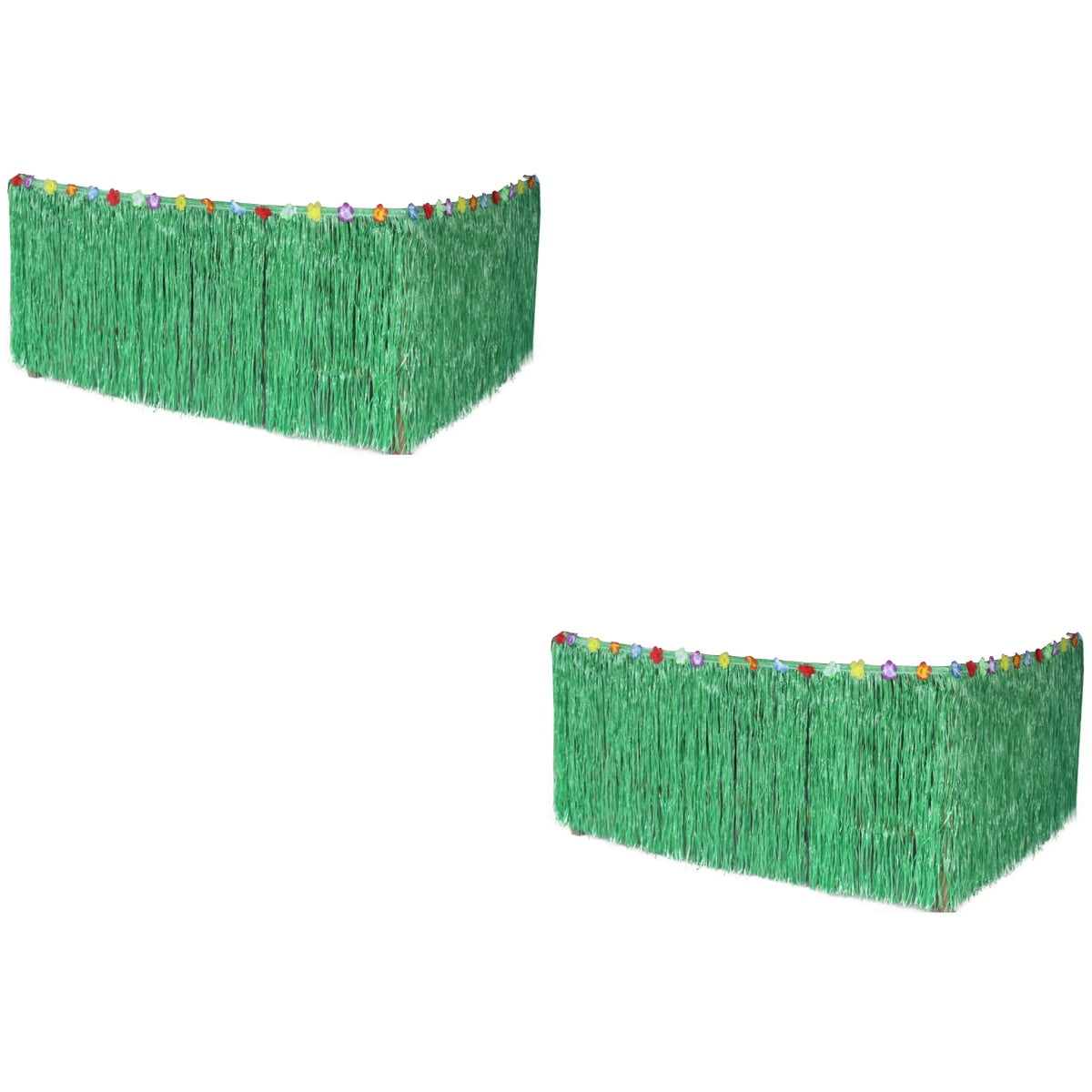 Masteelf 2pcs 276*75CM Hawaiian Table Skirt Grass Desk Skirt for Luau Party Decoration (Green)