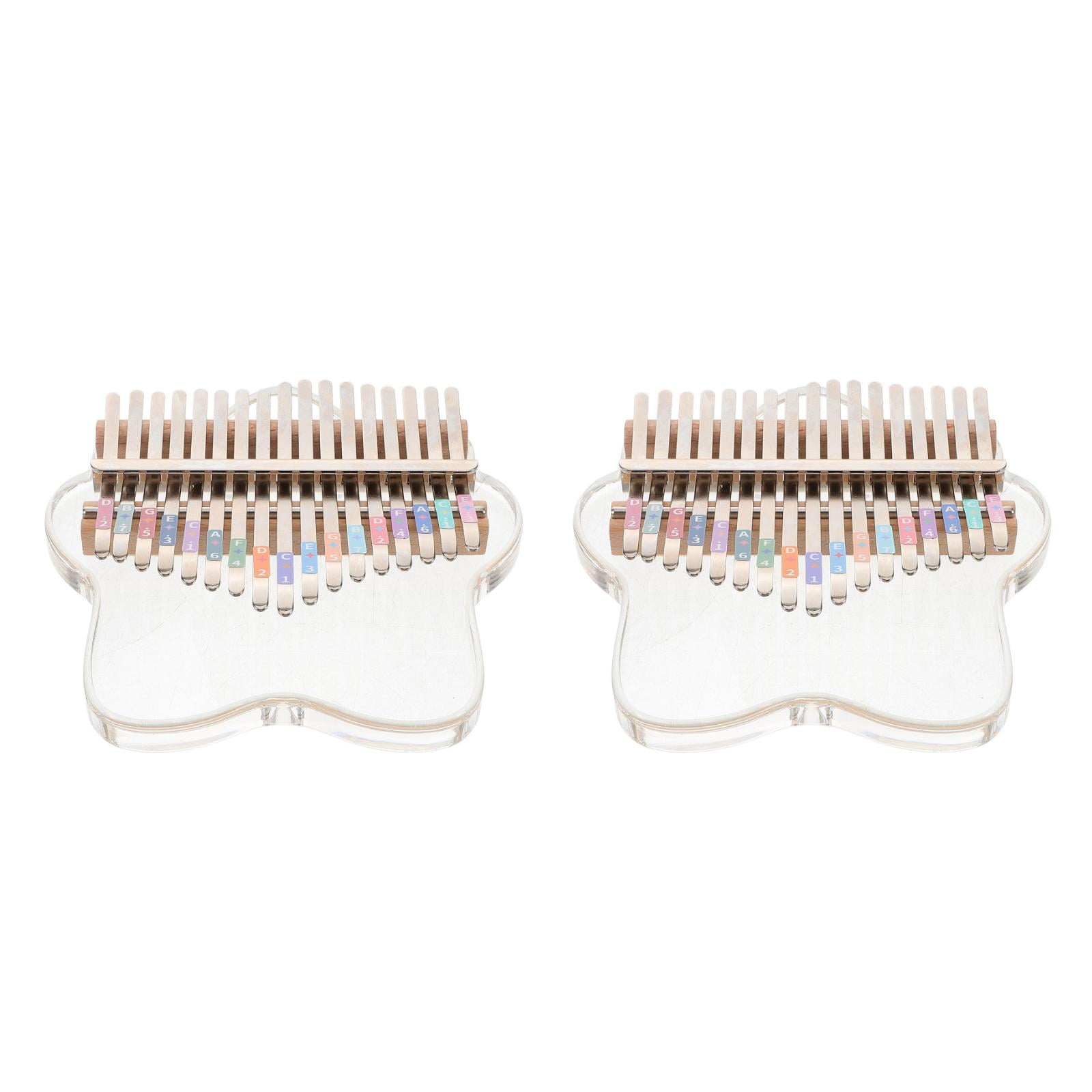 Masteelf 2pcs Acrylic Thumb Piano Transparent 17-Key Kalimba Portable Finger Piano with Tuning Hammer Delicate Carving Pattern Kalimba Exquisite Music Instrument