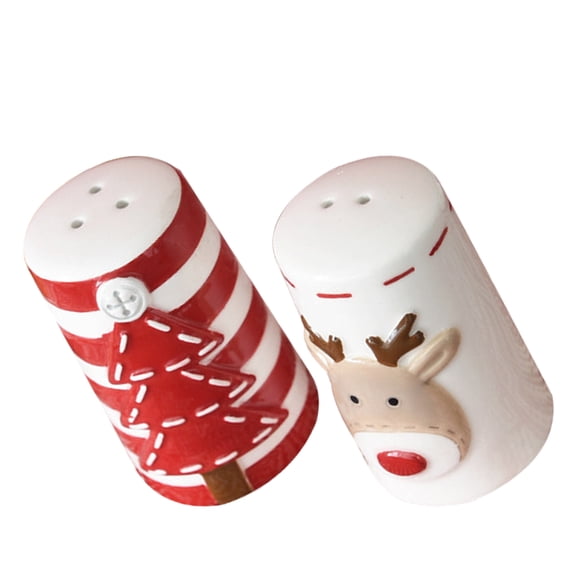 HEATSHAKING Ceramic Salt Pepper Shaker Cylindrical Shape Outdoor Bbq 2Pcs 3In