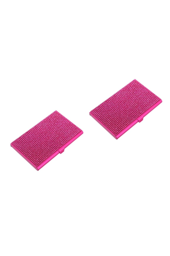 Raindrops 2pcs Bling Rhinestone Business Card Holder Case for Women Credit Card Storage Box Glitter