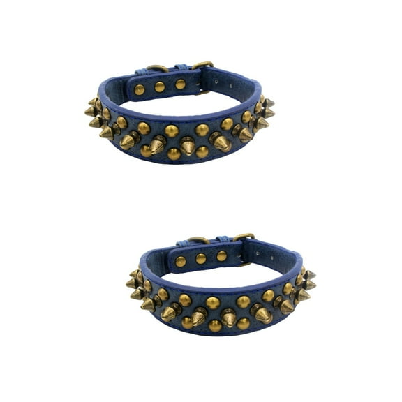 Masteelf 2pcs Anti-bite Round Nail Pet Ring Dog Collar Rivet Pet Collar Personalized Collars (Dark Blue, Size )