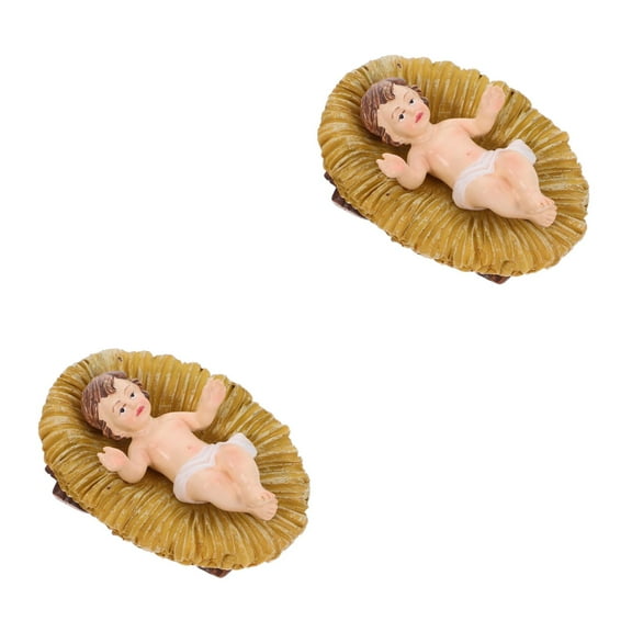 Masteelf 2pcs Baby Jesus In   Nativity Scene Figurine For Christmas Indoor Decor Hand Sculpted And Painted Religious Craft Christian Statue