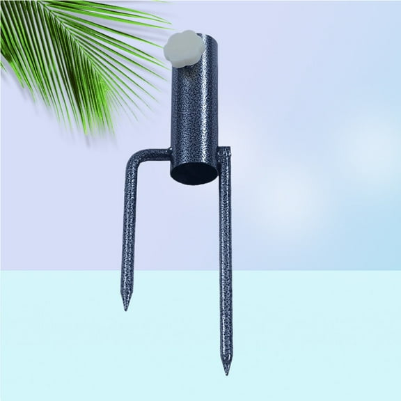 Masteelf 2pcs Beach Umbrella Spike Creative Steel Umbrella Spike Umbrella Foundation for Outdoor (Black Color, Turn-Knob Color is Random, 25-32mm)