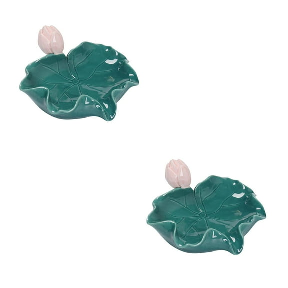 Masteelf 2pcs Ceramic Shower Soap Dish Lotus Leaf Design Soap Holder Porcelain Self-Draining Soap Tray Decorative Bar Soap Saver for Bathtub Bathroom