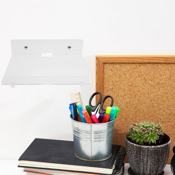 Masteelf 2pcs Clear Acrylic Floating Shelves Wall Mounted Storage Display Shelves For Speakers Flower Pots Cameras Transparent