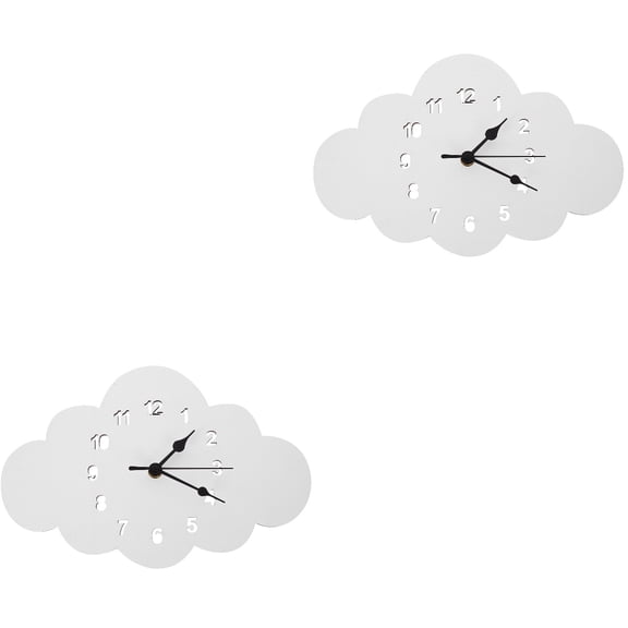 Masteelf 2pcs Creative Fashion Wall Clock Modern Cartoon Wall Clock Cloud Shape Silent Wall Clock