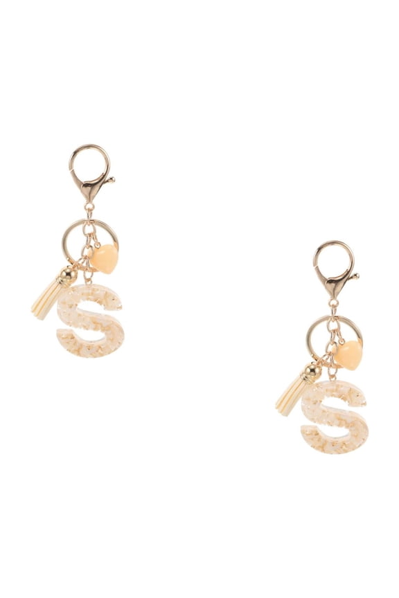 2pcs Alphabet Keychain With Tassel And Lobster Clasp Cute Initial Keychain For Women Lovely Keychain Accessory For Backpacks And Handbags