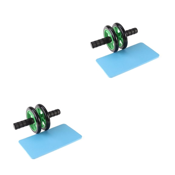 Masteelf 2pcs Dual Wheel Mute Ab Roller Abdominal Roller Trainer with Knee Pad for the Perfect Core Workout (Green)