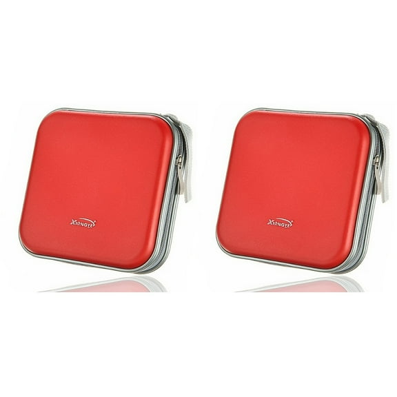 Masteelf 2pcs E40 Portable Plastic 40 Disc DVD VCD Wallet Storage Bag Case Organizer (Red)