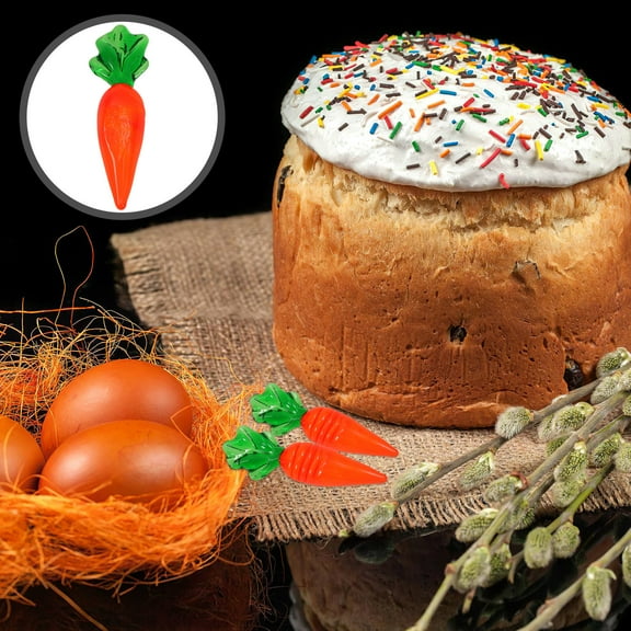 Masteelf 2pcs Easter Day Decorations Mini Vegetable Carrot Party Decorations For Kids Miniature Fake Carrots Mini Scene Layout Prop